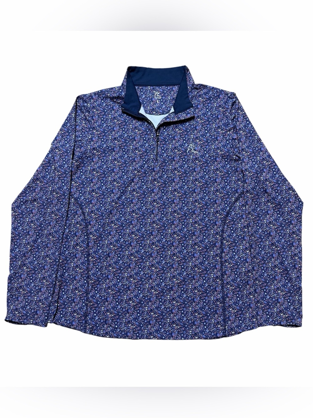 Rhoback Women's Ditsy Floral Performance Q-Zip Pullover Navy Pink Size Large